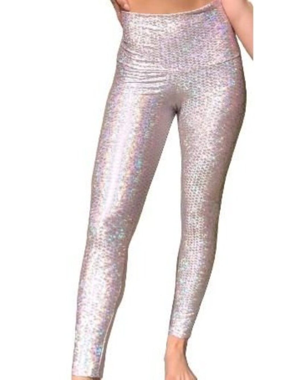 Emily Hsu Designs High-Waist Sneaker Legging Pink Mermaid Fish Scale Women's S